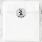 Cartoon Monster Rollerskaten Ronde Sticker (Tas)