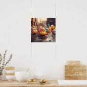 Cartoon Monster Street Gang Poster (Keuken)