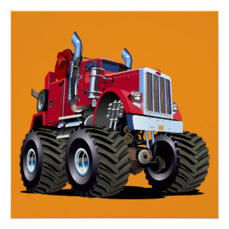 Cartoon Monster tow truck Perfect Poster