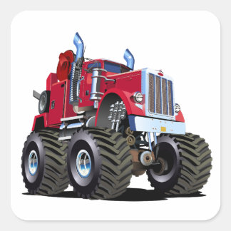 Cartoon Monster tow truck Vierkante Sticker