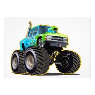 Cartoon monster truck foto afdruk