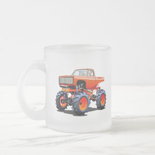 Cartoon monster truck matglas koffiemok (Links)