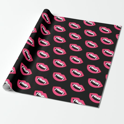 Cartoon Monster Vampire Lips sharp Teeth Fangs Cadeaupapier (Uitgerold)