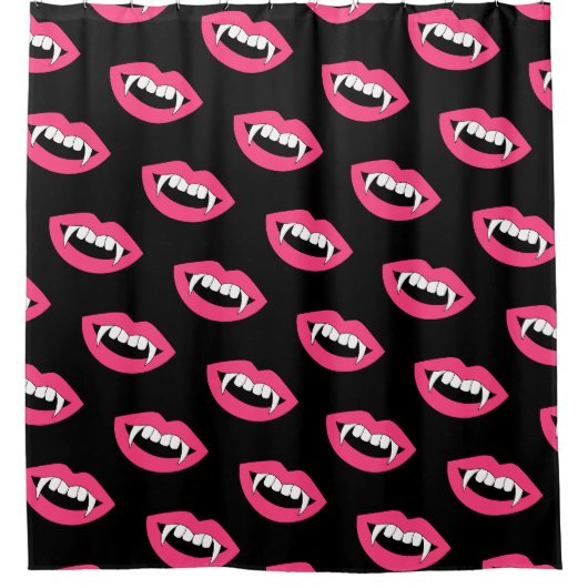 Cartoon Monster Vampire Lips sharp Teeth Fangs Douchegordijn (Voorkant)