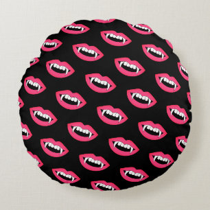 Cartoon Monster Vampire Lips sharp Teeth Fangs Rond Kussen