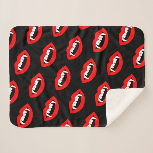 Cartoon Monster Vampire Lips sharp Teeth Fangs Sherpa Deken (Voorkant (horizontaal))