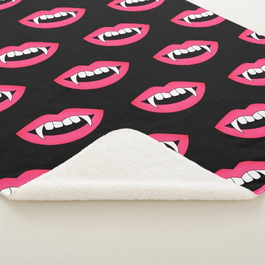 Cartoon Monster Vampire Lips sharp Teeth Fangs Sherpa Deken (3/4)