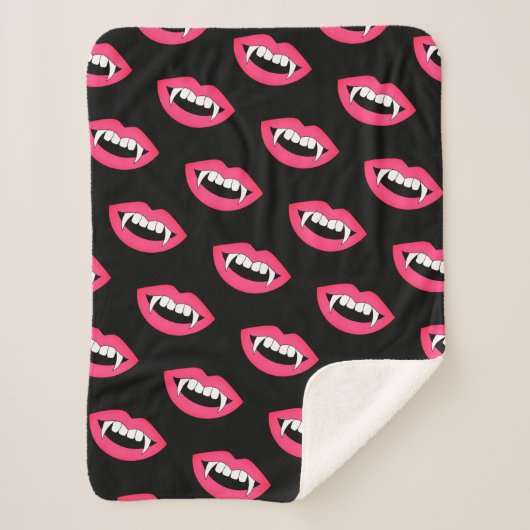 Cartoon Monster Vampire Lips sharp Teeth Fangs Sherpa Deken (Voorkant)