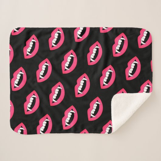 Cartoon Monster Vampire Lips sharp Teeth Fangs Sherpa Deken (Voorkant (horizontaal))