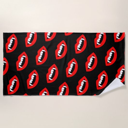 Cartoon Monster Vampire Lips sharp Teeth Fangs Strandlaken (Voorkant)
