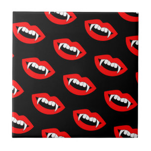 Cartoon Monster Vampire Lips sharp Teeth Fangs Tegeltje