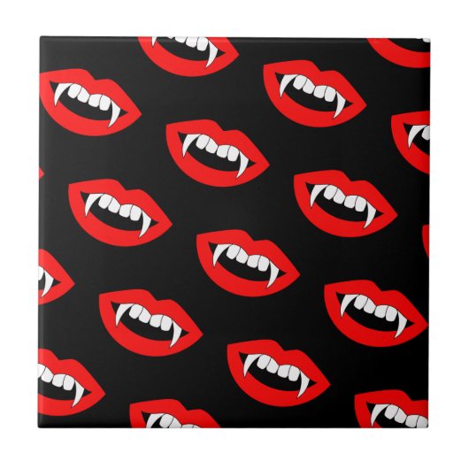 Cartoon Monster Vampire Lips sharp Teeth Fangs Tegeltje (Voorkant)