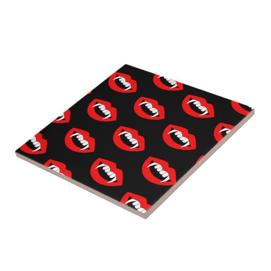 Cartoon Monster Vampire Lips sharp Teeth Fangs Tegeltje (Zijkant)