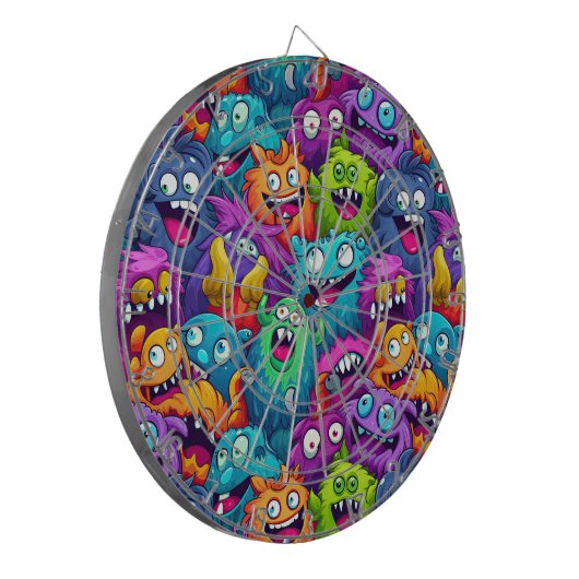 Cartoon Monsters Dartboard Dartbord (Voorkant Links)
