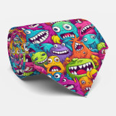 Cartoon Monsters Necktie Stropdas (Opgerold)