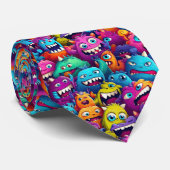 Cartoon Monsters Necktie Stropdas (Opgerold)