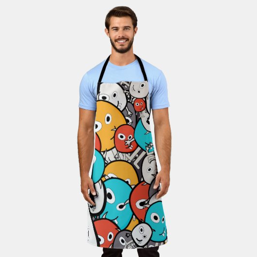 Cartoon Monsters Schort (Gedragen)