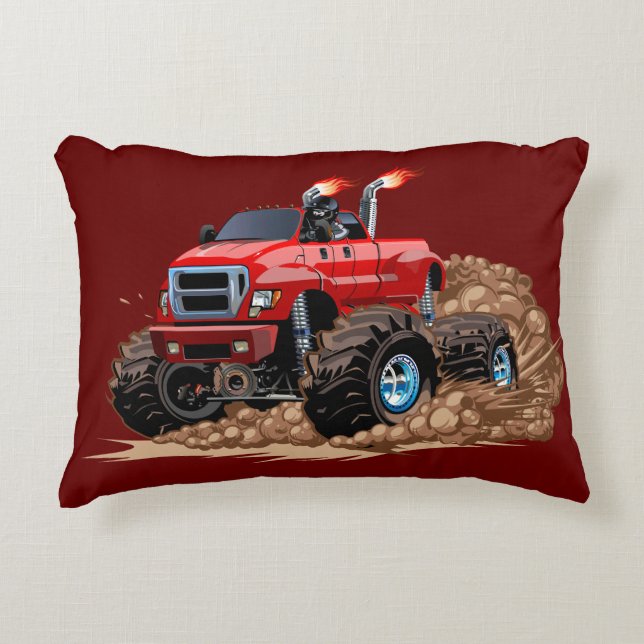 Cartoon monstertruck accent kussen (Voorkant)