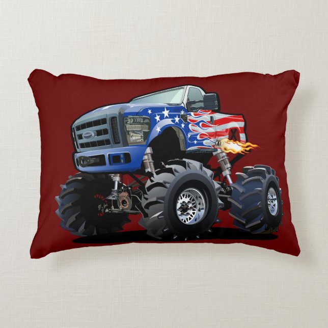 Cartoon monstertruck accent kussen (Voorkant)