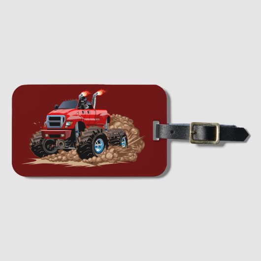 Cartoon monstertruck bagagelabel (Voorkant (horizontaal))