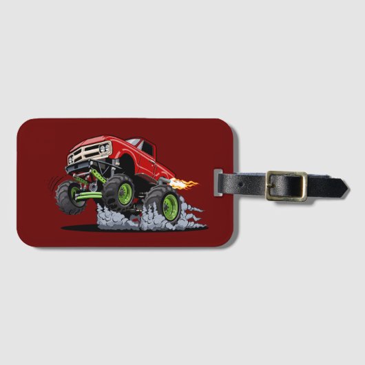 Cartoon monstertruck bagagelabel (Voorkant (horizontaal))