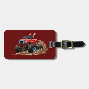 Cartoon monstertruck bagagelabel
