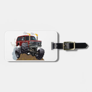 Cartoon monstertruck bagagelabel