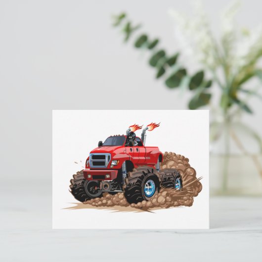 Cartoon monstertruck briefkaart (Staand voorkant)