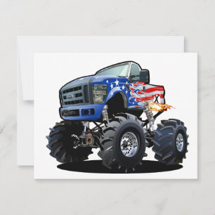 Cartoon monstertruck feestdagenkaart