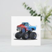 Cartoon monstertruck feestdagenkaart (Staand voorkant)
