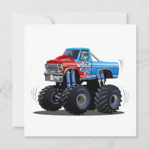 Cartoon monstertruck feestdagenkaart