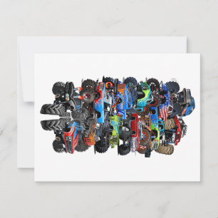 Cartoon monstertruck feestdagenkaart