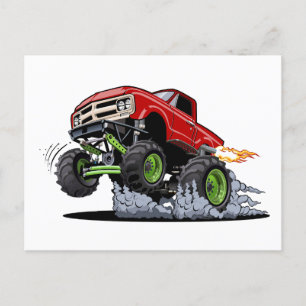 Cartoon monstertruck feestdagenkaart