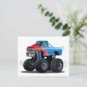 Cartoon monstertruck feestdagenkaart (Staand voorkant)