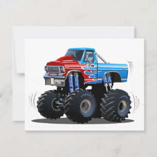 Cartoon monstertruck feestdagenkaart