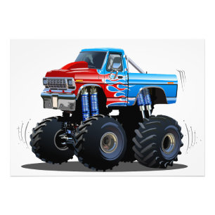 Cartoon monstertruck foto afdruk