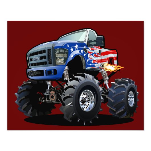Cartoon monstertruck foto afdruk (Voorkant)