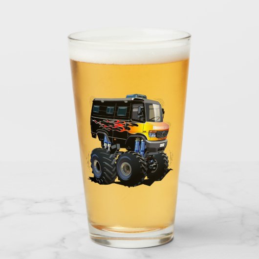 Cartoon monstertruck glas (Voorkant gevuld)