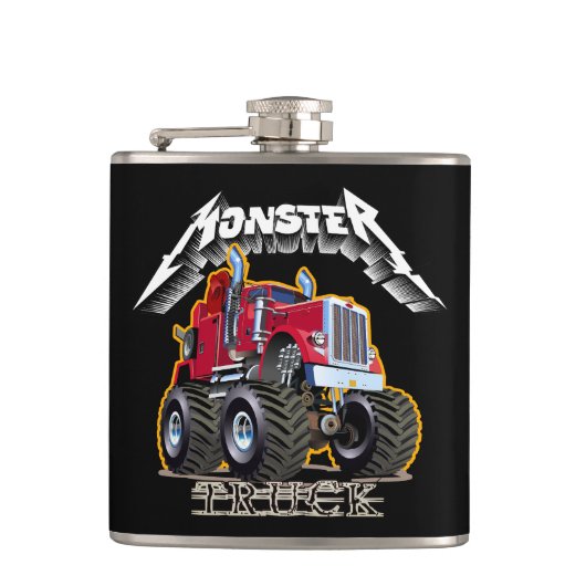 Cartoon monstertruck heupfles (Voorkant)