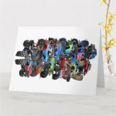 Cartoon monstertruck kaart (Gele Bloem)