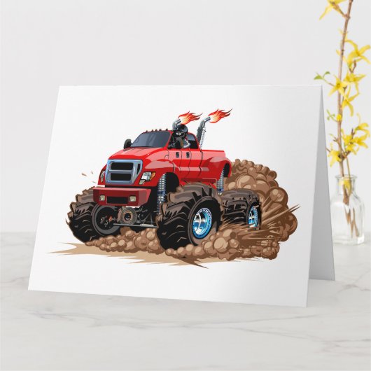 Cartoon monstertruck kaart (Gele Bloem)