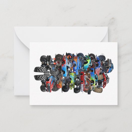 Cartoon monstertruck notitiekaartje (Voorkant)