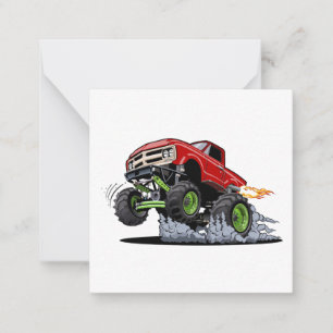 Cartoon monstertruck notitiekaartje