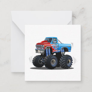 Cartoon monstertruck notitiekaartje