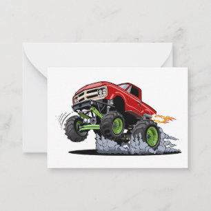 Cartoon monstertruck notitiekaartje