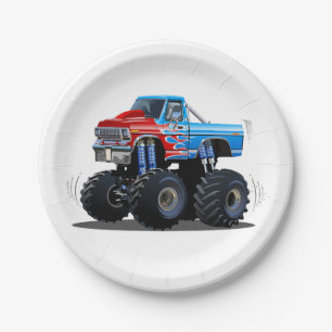 Cartoon monstertruck papieren bordje