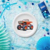 Cartoon monstertruck papieren bordje (Feest)