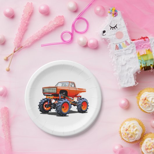 Cartoon monstertruck papieren bordje (Feest)