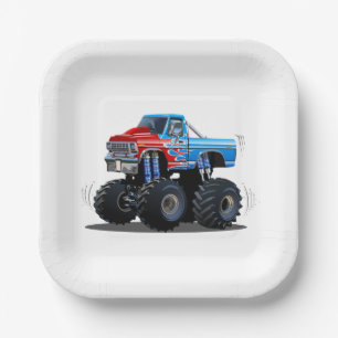 Cartoon monstertruck papieren bordje