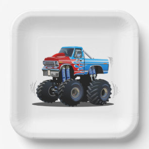 Cartoon monstertruck papieren bordje